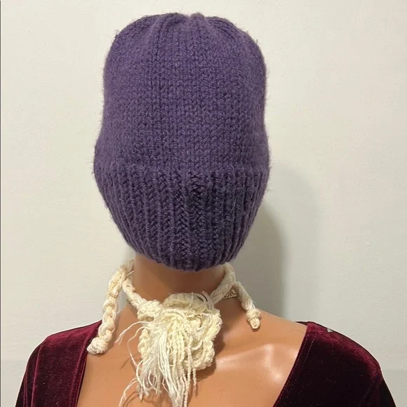 Purple Knit Beanie with Cream Tassels Life is Good Super Soft Knit Women main image 3